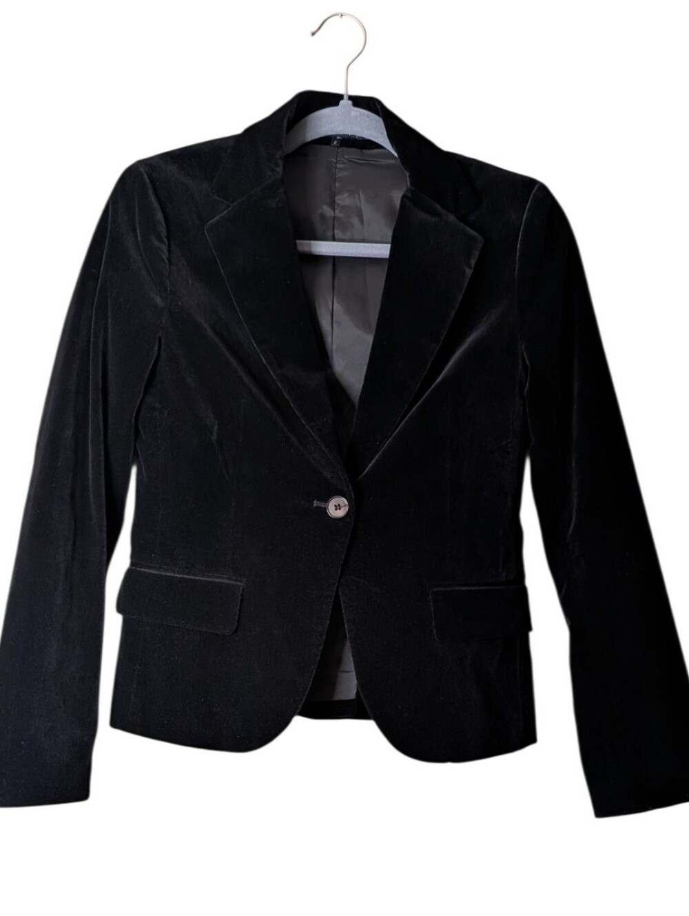 Theory Black Velvet Single Button Blazer Jacket Minimalist Classic Luxury Size 2